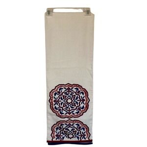 Pier 1 Red White Blue Patterned Embroidery Table‎ Runner NWT Americana Nautical